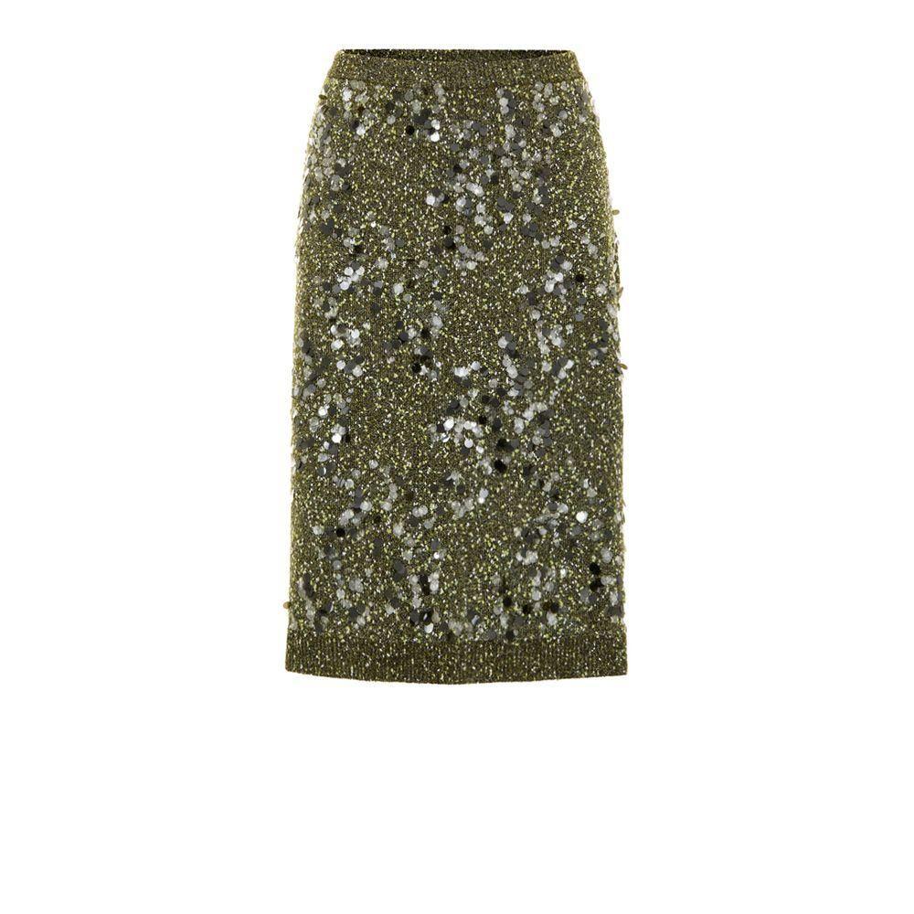 Sequined Knit Skirt with Elasticated Waistband Wo - Green by GUCCI