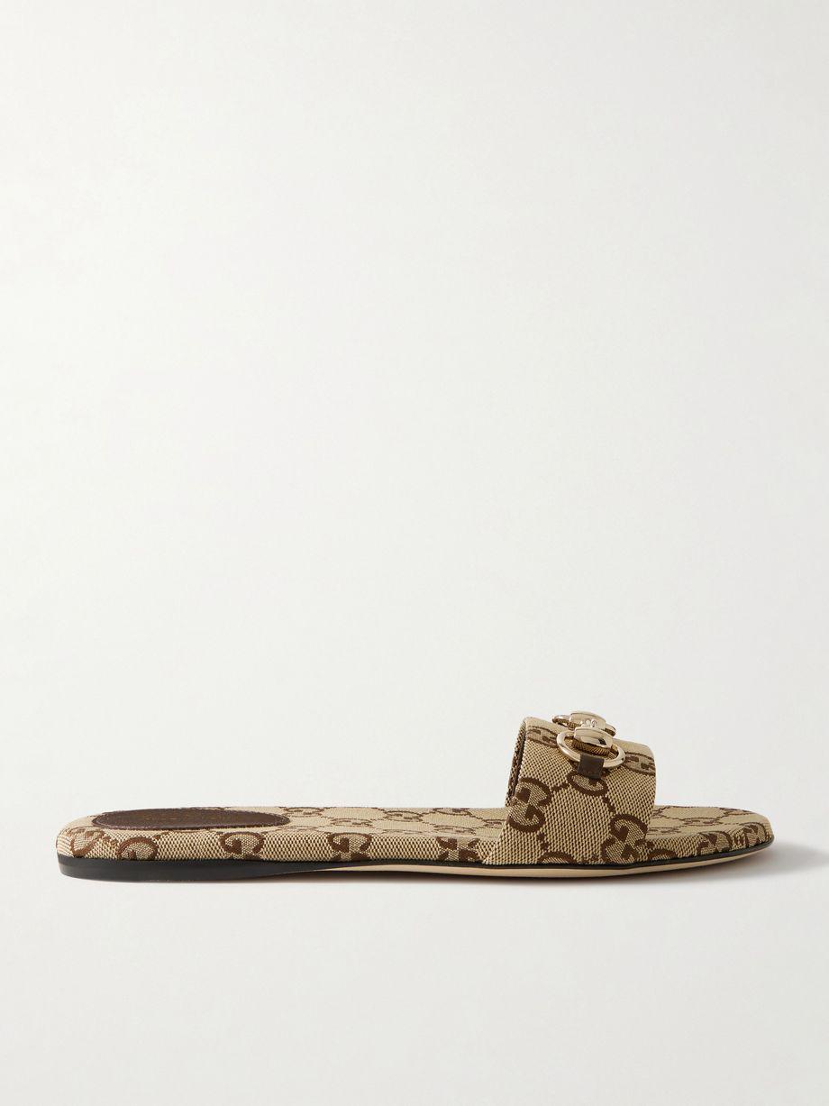 Siaga horsebit-detailed canvas-jacquard slides by GUCCI