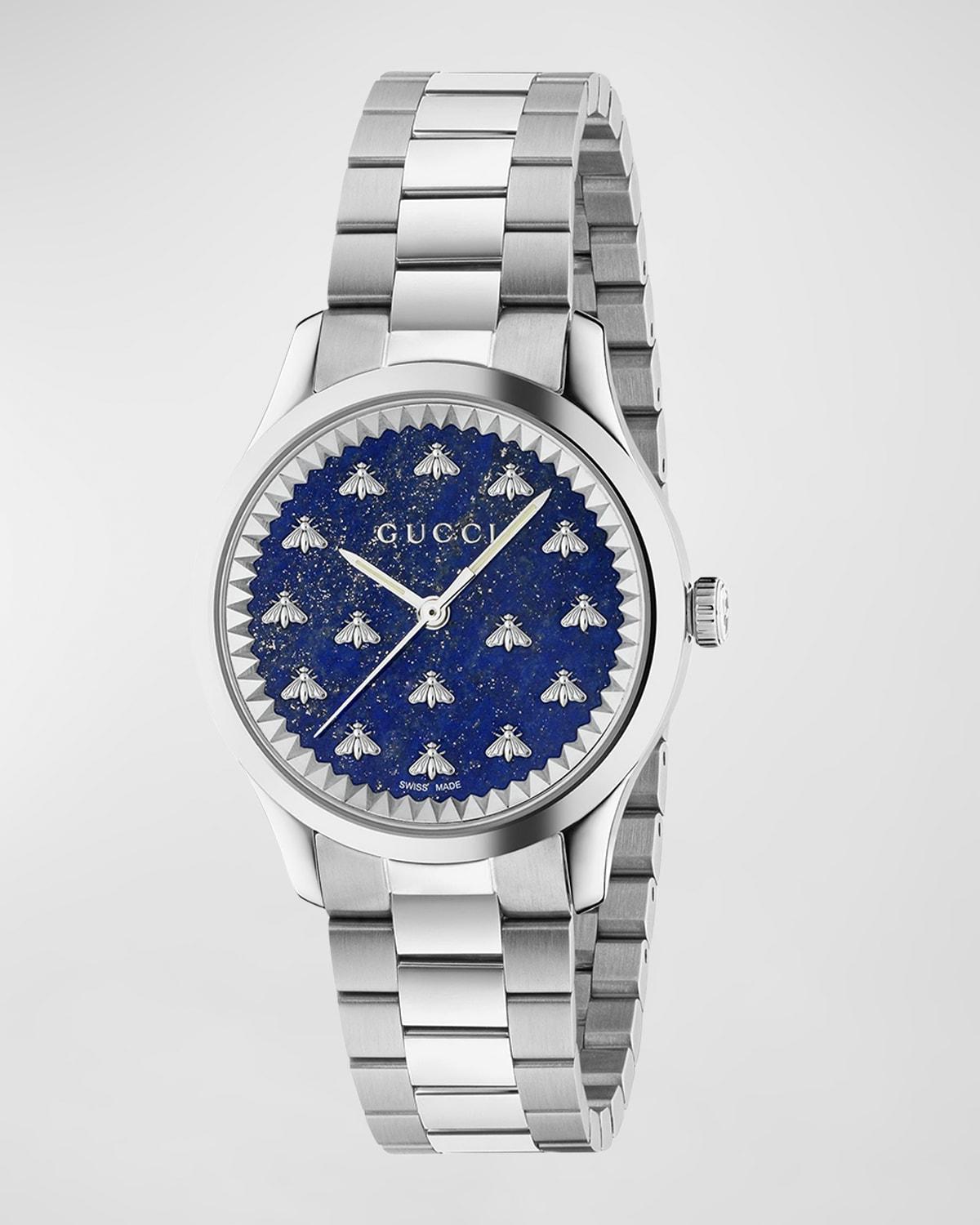 Signature Bee Automatic Bracelet Watch with Blue Lapis Dial by GUCCI