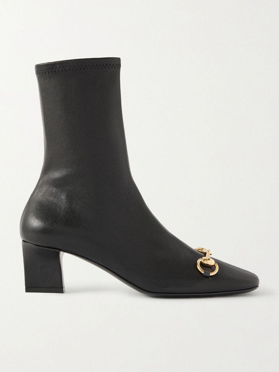 Signora horsebit-embellished leather ankle boots by GUCCI