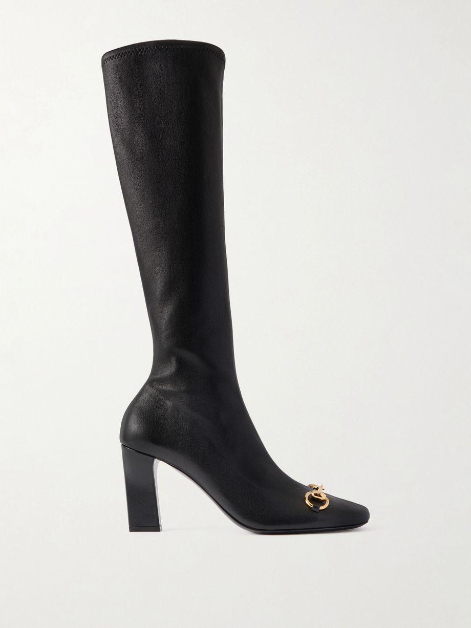 Signora horsebit-embellished leather knee boots by GUCCI