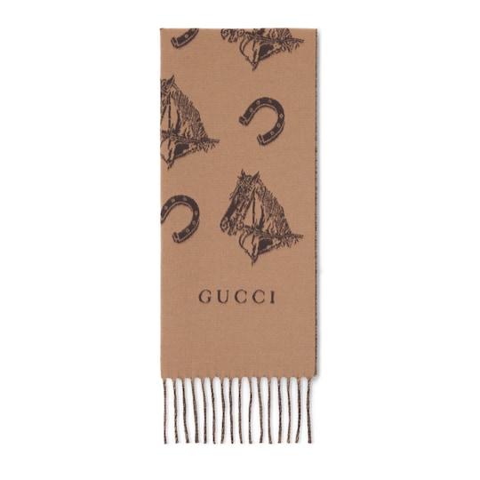 Silk wool equestrian jacquard scarf by GUCCI