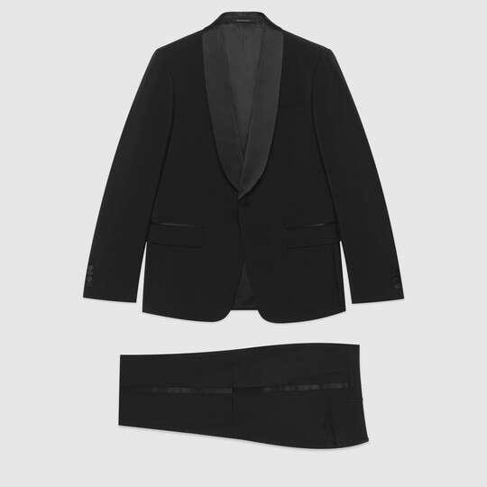 Slim fit wool suit in black by GUCCI