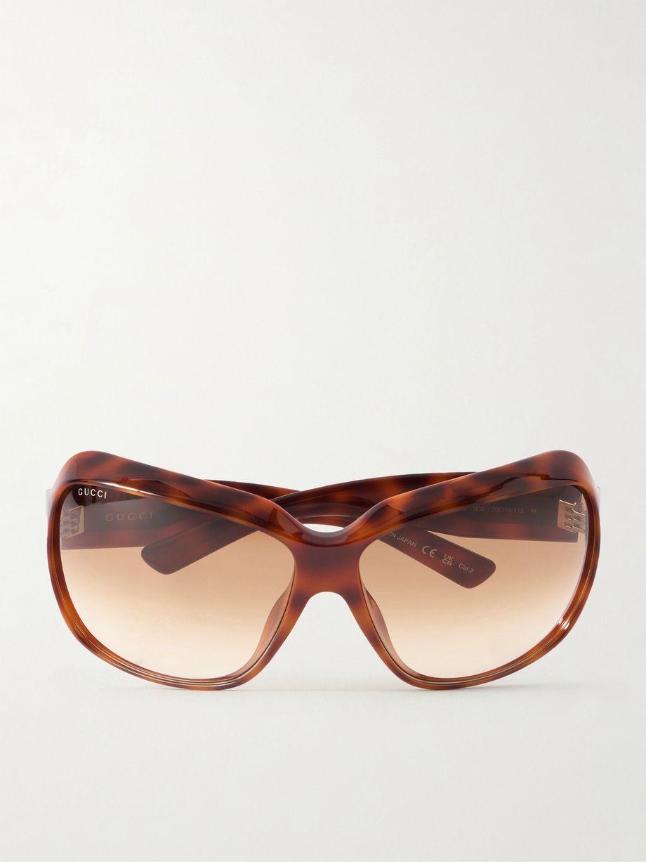Square-frame tortoiseshell acetate sunglasses by GUCCI