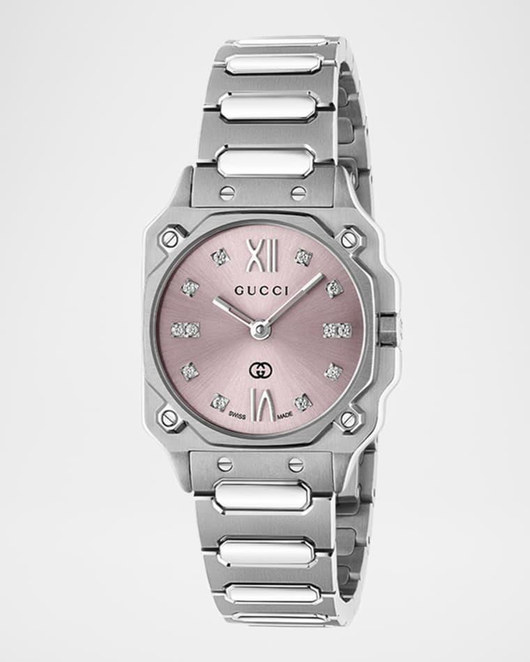 Stainless Steel G-Flat 24mm Bracelet Watch with Diamonds by GUCCI
