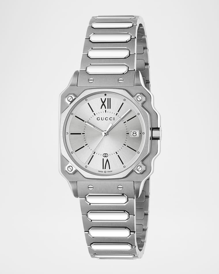 Stainless Steel G-Flat 30mm Bracelet Watch with Silver Dial by GUCCI