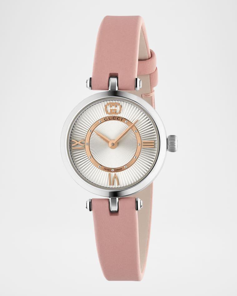 Stainless Steel Model 2000 24mm Watch with Pink Leather Strap by GUCCI