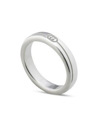 Sterling Silver Diagonal Interlocking G Thin Ring by GUCCI