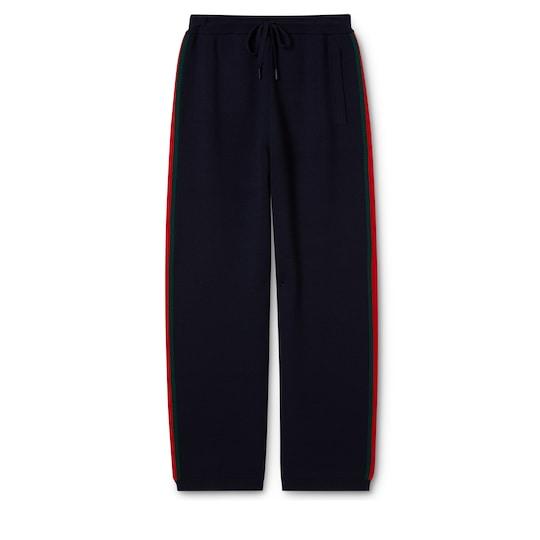 Stitch wool leisure pants with Web by GUCCI