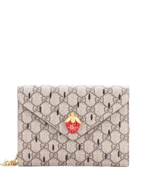 Strawberry Wallet on Chain Printed GG Coated Canvas Mini crossbody bag by GUCCI 