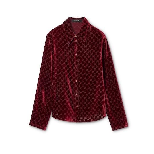 Stretch GG velvet devoré shirt by GUCCI