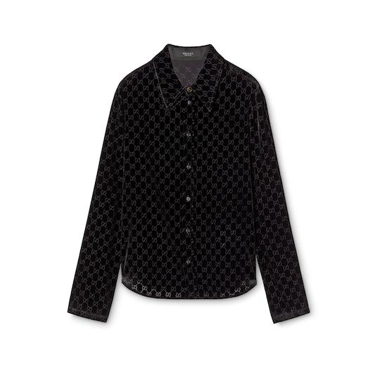 Stretch GG velvet devoré shirt by GUCCI