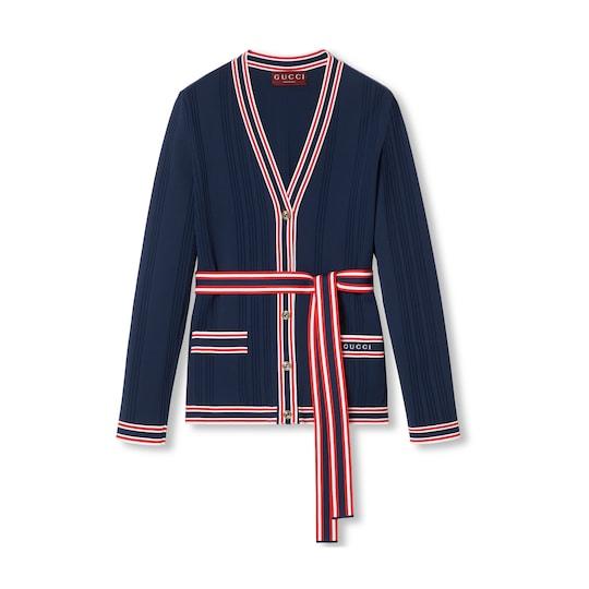 Stretch viscose cardigan in dark blue by GUCCI