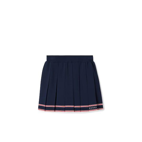 Stretch viscose pleated skirt in dark blue by GUCCI