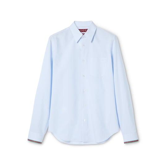 Striped cotton shirt with Web by GUCCI