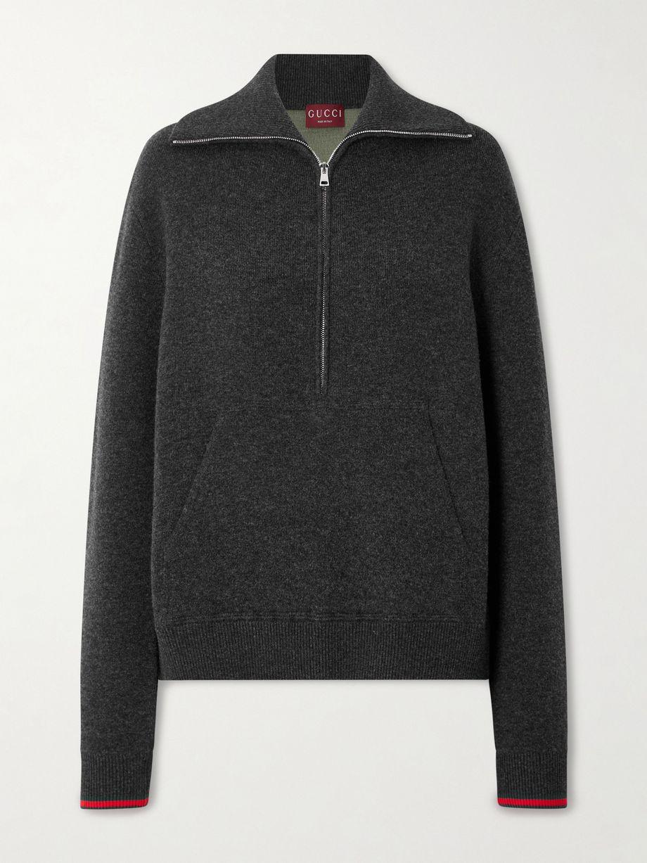 Striped wool-blend half-zip polo sweater by GUCCI