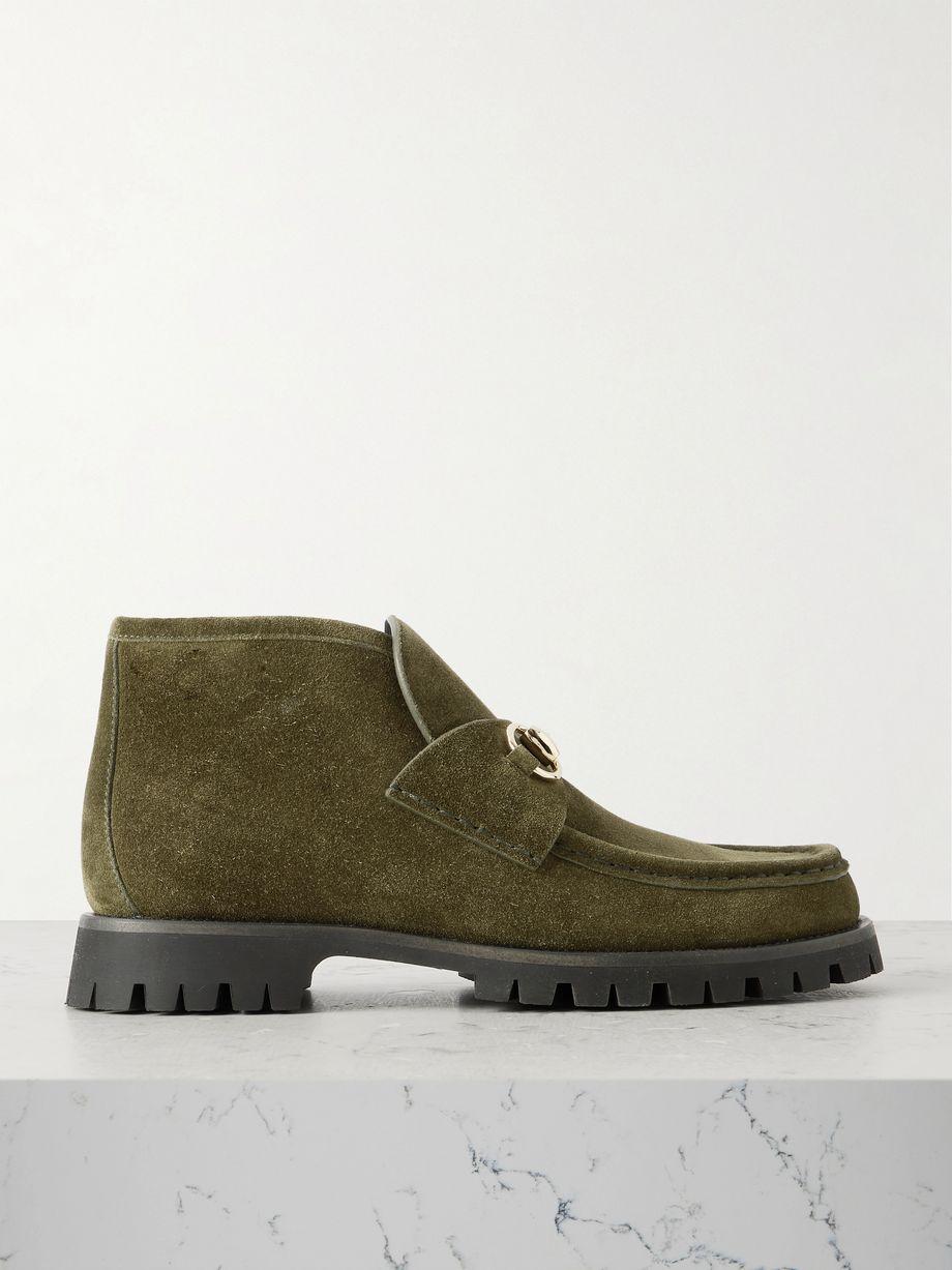 Sylke horsebit-detailed suede ankle boots by GUCCI