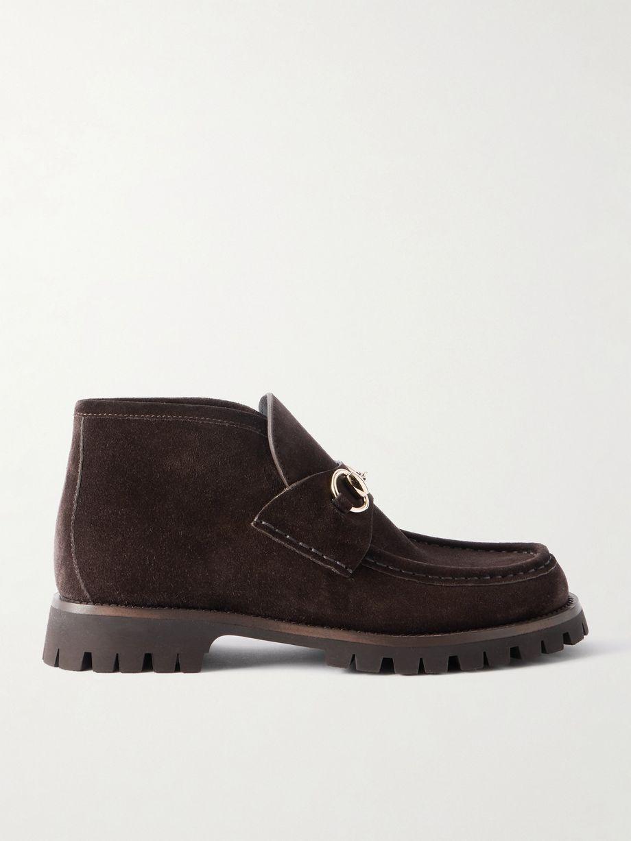 Sylke horsebit-detailed suede ankle boots by GUCCI