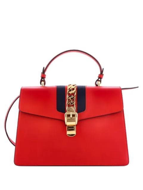 Sylvie Top Handle Bag Leather Medium satchel by GUCCI 