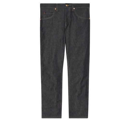 Tapered denim pant in dark blue by GUCCI