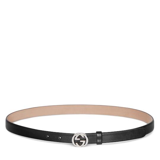Thin belt with Interlocking G buckle by GUCCI