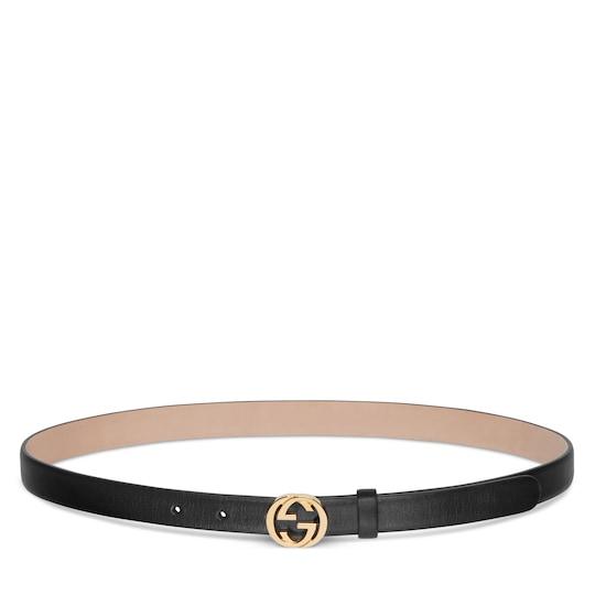 Thin belt with Interlocking G buckle by GUCCI