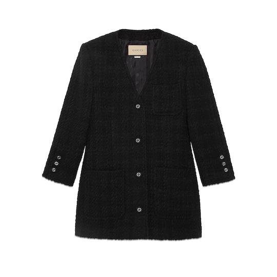 Tweed mélange jacket in black by GUCCI