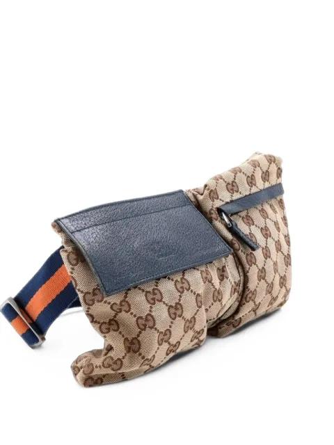 Vintage Double GG Canvas with Leather belt bag by GUCCI 