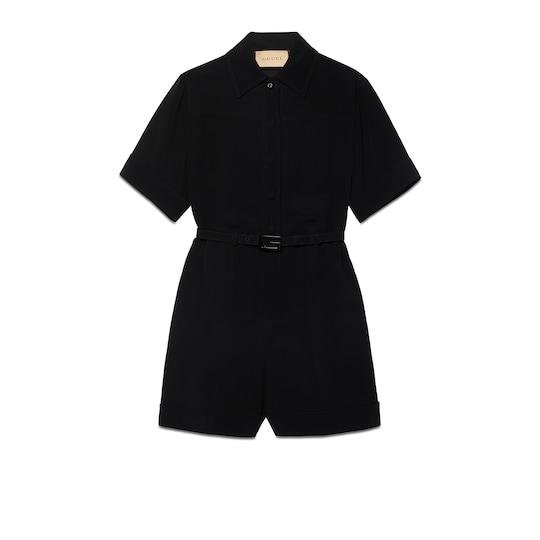 Viscose crêpe cady short jumpsuit in black by GUCCI