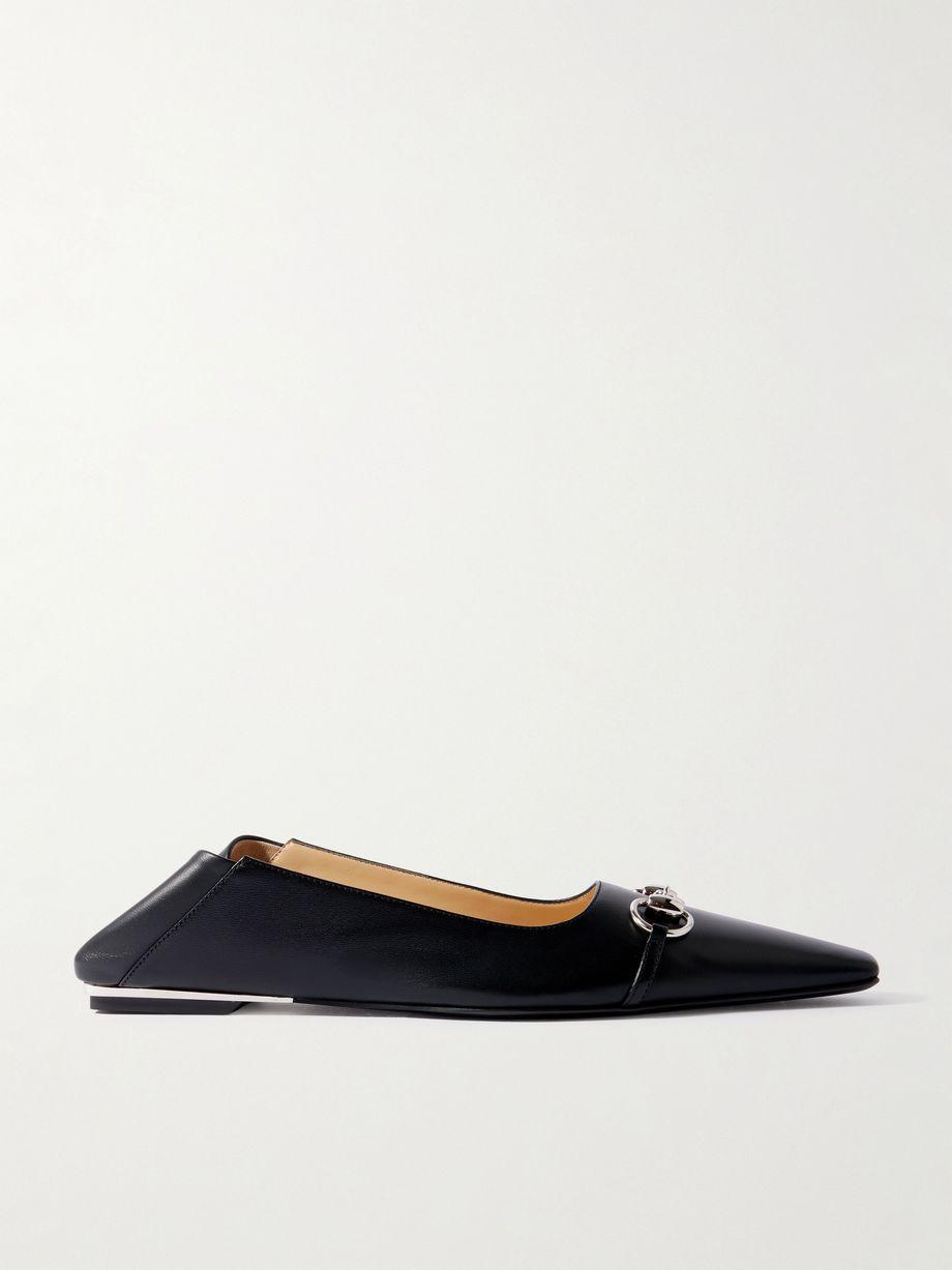 Vittoria collapsible-heel horsebit-embellished leather ballet flats by GUCCI