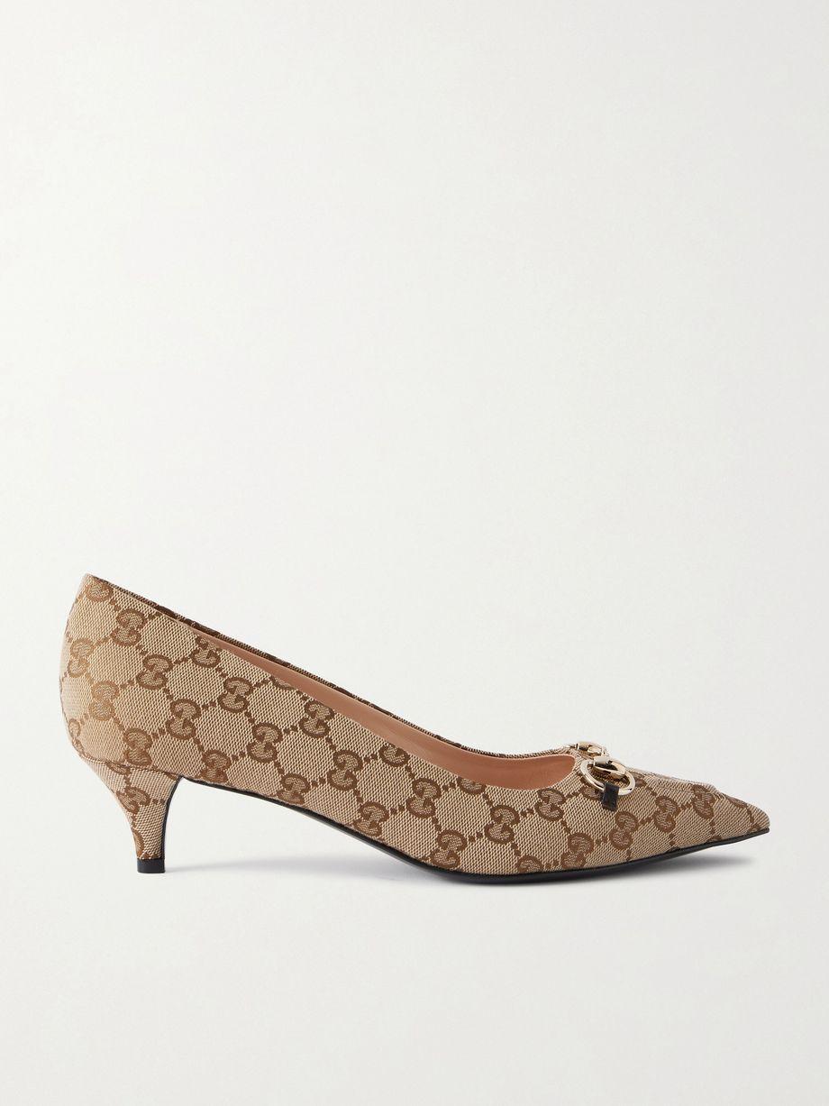 Vittoria horsebit-embellished canvas-jacquard pumps by GUCCI