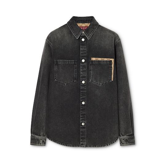 Washed cotton denim shirt by GUCCI
