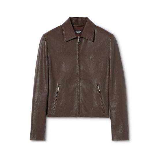Washed stretch nappa leather jacket by GUCCI