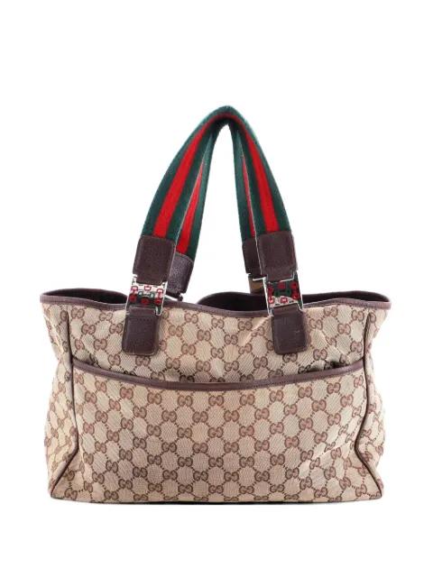 Web Handle Buckle GG Canvas Large tote bag by GUCCI 