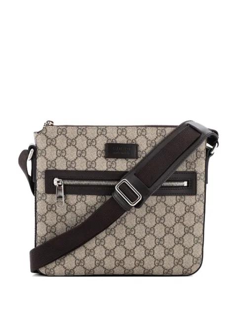 Web Strap Front Zip Messenger Bag GG Coated Canvas Medium crossbody bag by GUCCI 