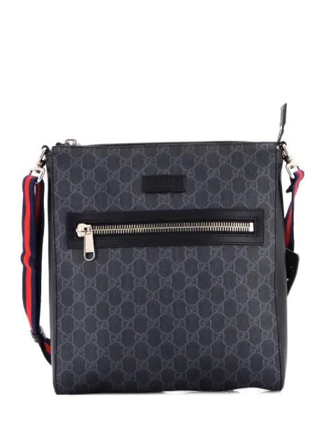Web Strap Front Zip Messenger Bag GG Coated Canvas Medium crossbody bag by GUCCI 