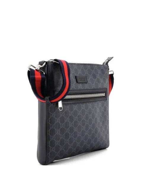 Web Strap Front Zip Messenger Bag GG Coated Canvas Medium crossbody bag by GUCCI 
