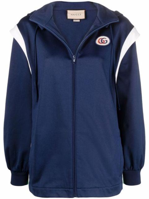 Web-Stripe detachable-sleeve hoodied jacket by GUCCI