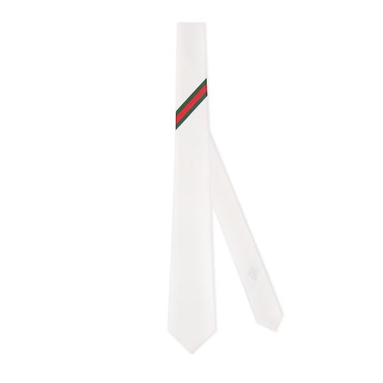 Web silk jacquard tie by GUCCI