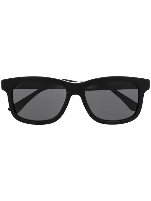 Web-stripe D-frame sunglasses by GUCCI