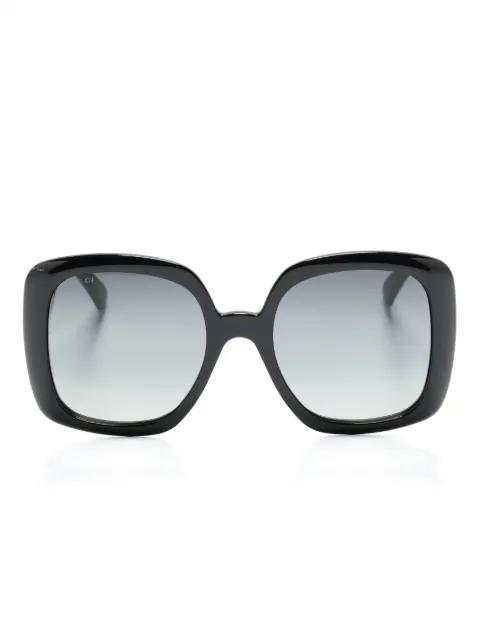Web-stripe square-frame sunglasses by GUCCI