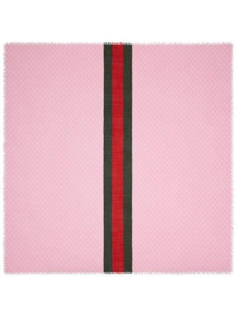 Web-stripe wool scarf by GUCCI