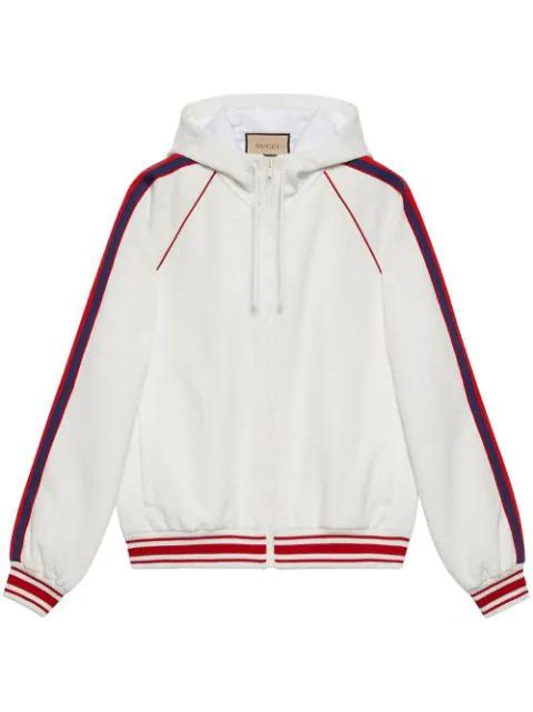 Web stripe zipped hoodie by GUCCI