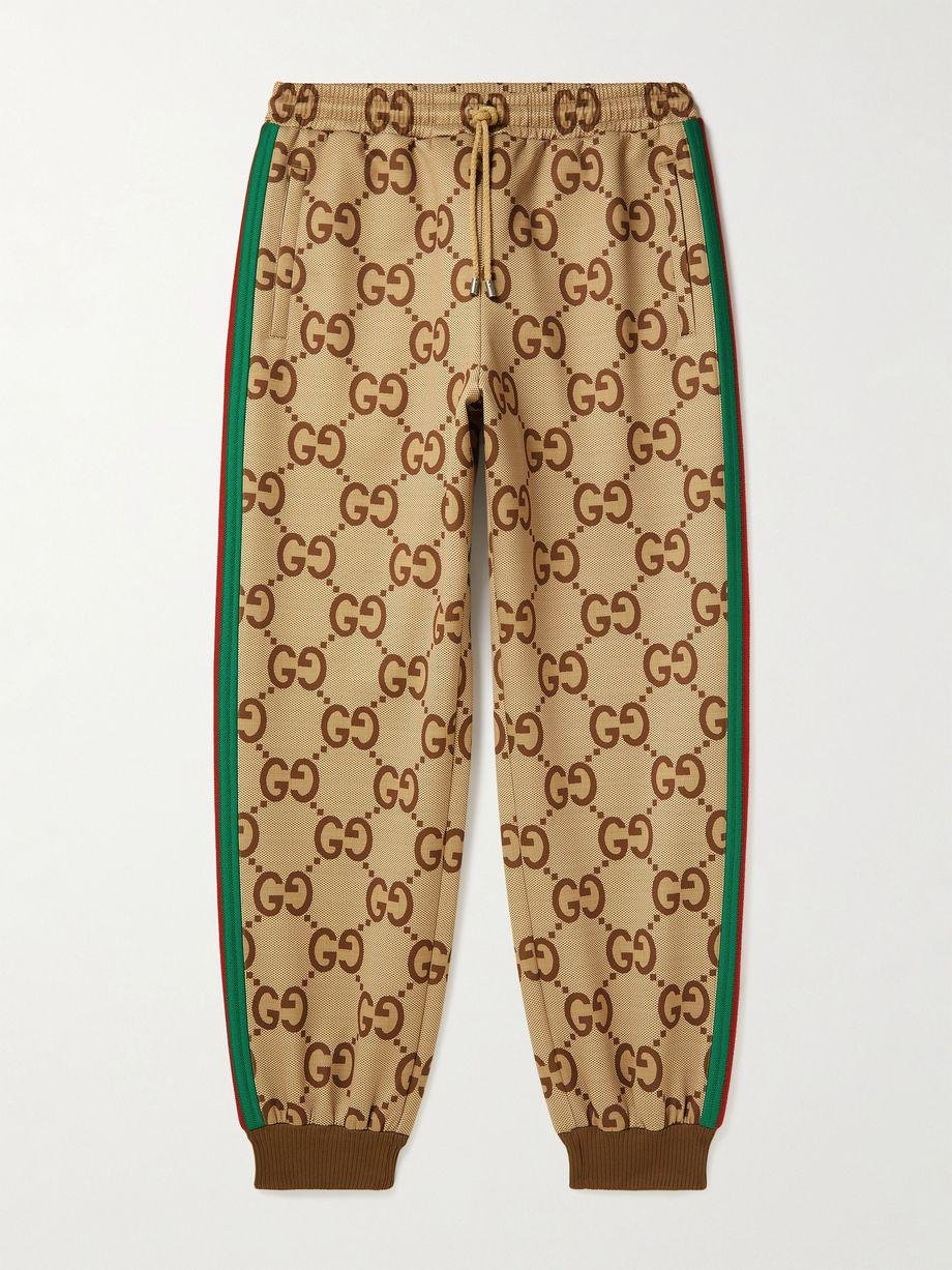 Webbing-Trimmed Monogrammed Jersey Sweatpants by GUCCI