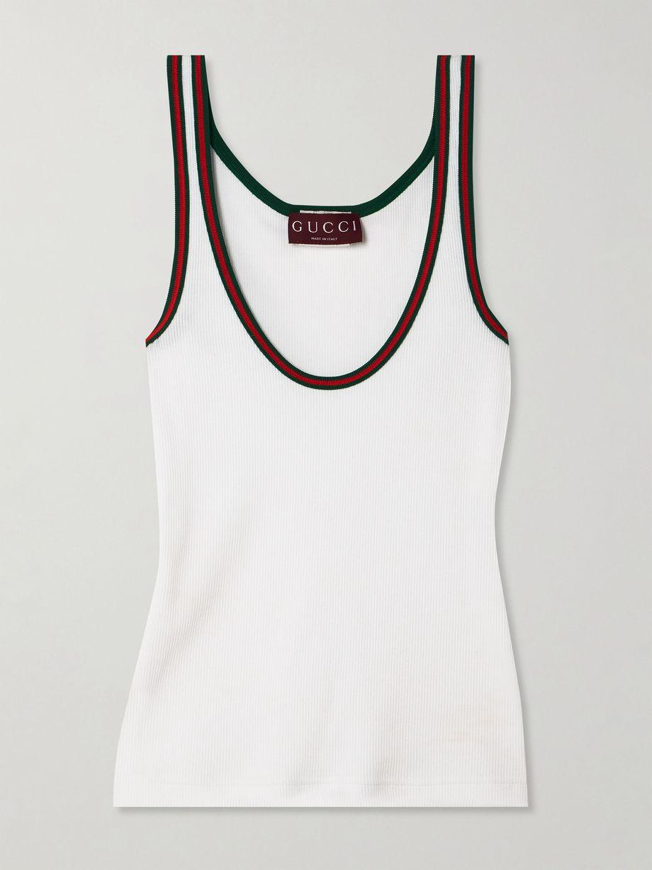 Webbing-trimmed ribbed stretch-cotton jersey tank by GUCCI