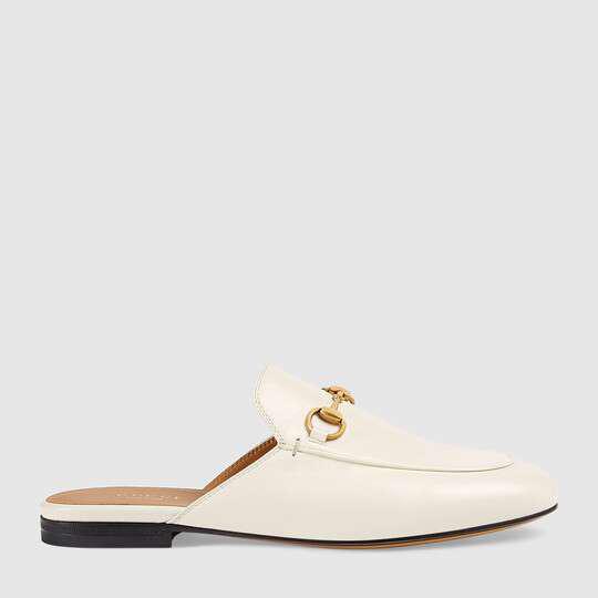 White Leather Princetown Slipper by GUCCI