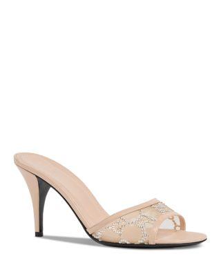 Women's Crystal Embellished Mesh Slide Sandals by GUCCI