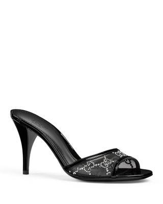 Women's Crystal Embellished Mesh Slide Sandals by GUCCI