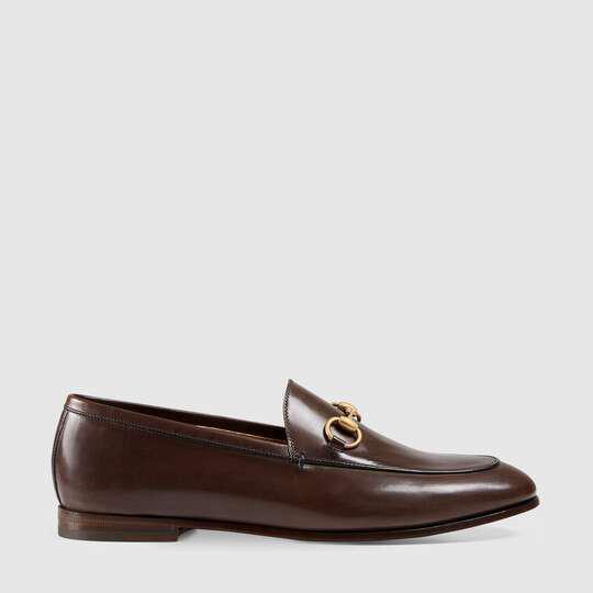 Women's Dark Brown Leather Gucci Jordaan Loafer by GUCCI