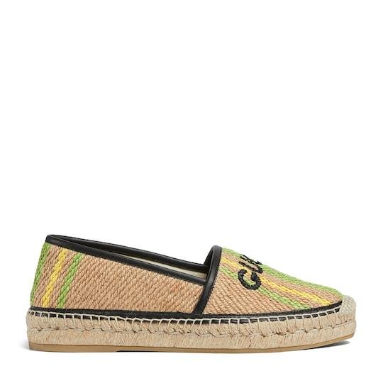 Women's Gucci espadrille in natural striped jute by GUCCI